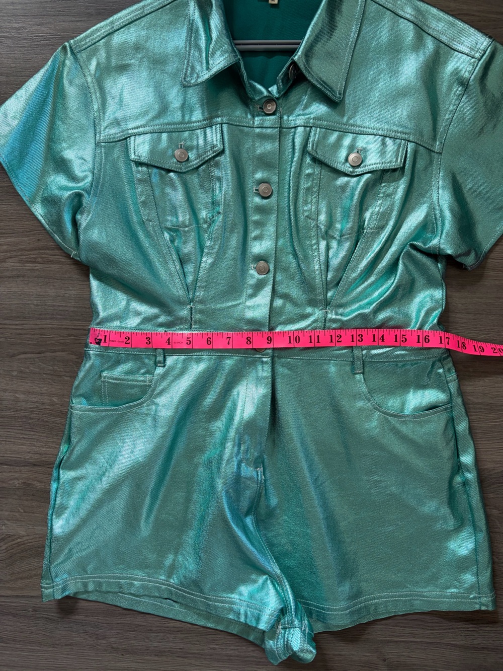 Metallic Teal Western Romper 🛸🤠 - Picture 7 of 9